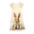 thumbnail image 3 of LJEFF Girls Dress with Pocket, Easter Print Crew Neck Short Sleeves Flowy Tiered Skirt Casual Dresses for Kids Multicolor Size 4-5 T, 3 of 5