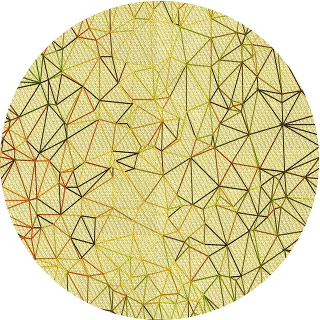 Ahgly Company Tapis Rond Lavable en Machine Intérieur Transitionnel Jaune Soleil, 5 Pieds Rond
