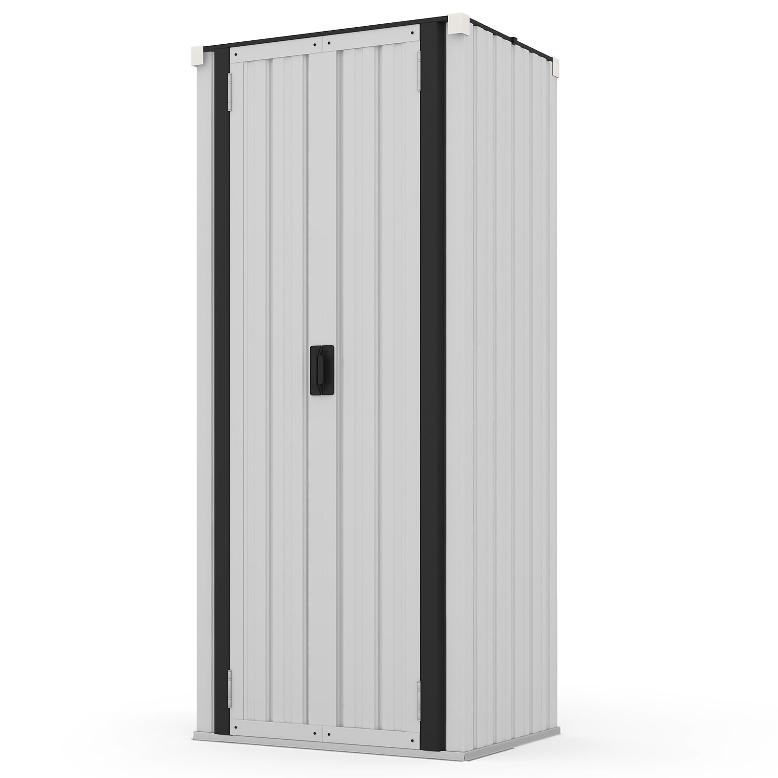 YODOLLA Outdoor Metal Storage Cabinet with Locking Doors and Adjustable Shelves for Home, Office,Garden(White)
