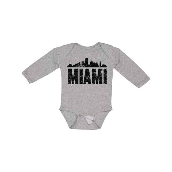 Inktastic Miami Skyline Grunge Boys or Girls Long Sleeve Baby Bodysuit