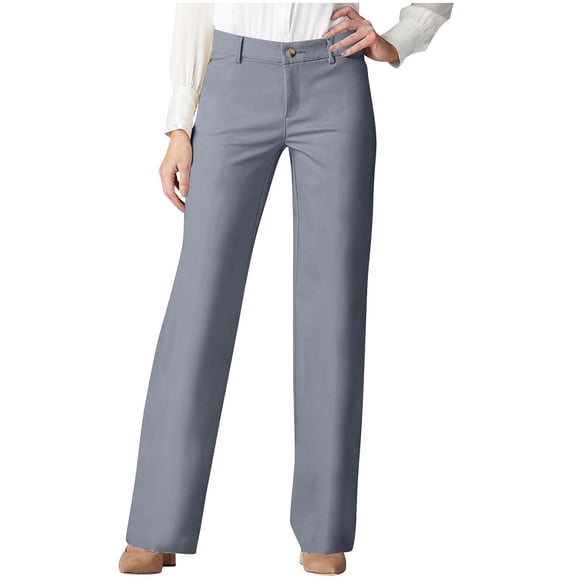 UAMVSH Dress Pants for Women Soft Basic Ladies Business Trousers with Pockets Comfortable Straight Wide Leg High Waist Work Lounge Pants