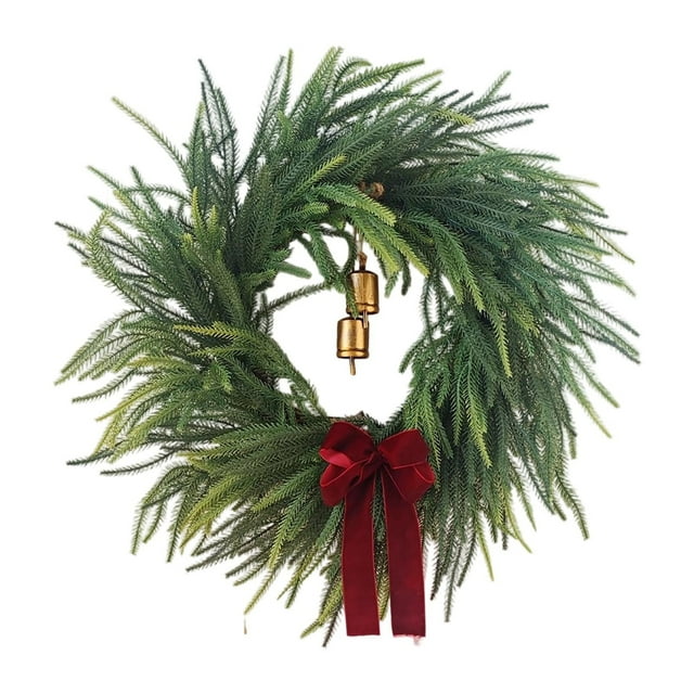 Hearth & Gear Couronne Couronnes pour Porte d'Entrée 24 Pouces Couronne Véritable pour l'Hiver Intérieur&Extérieur Porche Fenêtre Mur Maison Couronne Réaliste pour Toutes les Saisons Extérieur Couronne de Noël avec Lumières Noël Moderne
