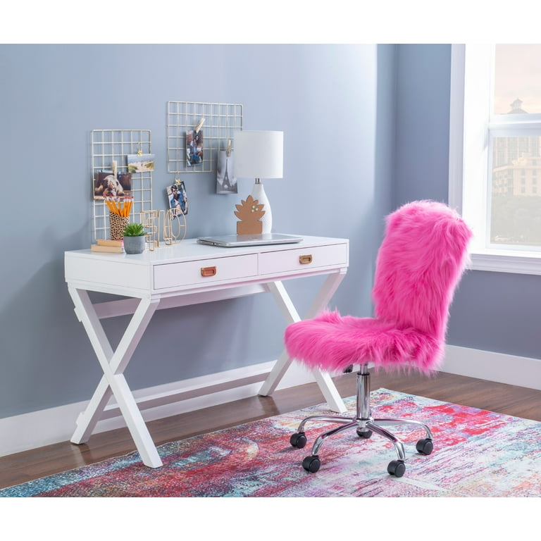 Linon Paige Writing Desk White 2 Drawers 30 inches Tall