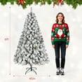 thumbnail image 6 of Fenbeli 6ft Artificial Snow Decorated Flocked Hinged Christmas Tree with Metal Stand, Indoor White, 6 of 9