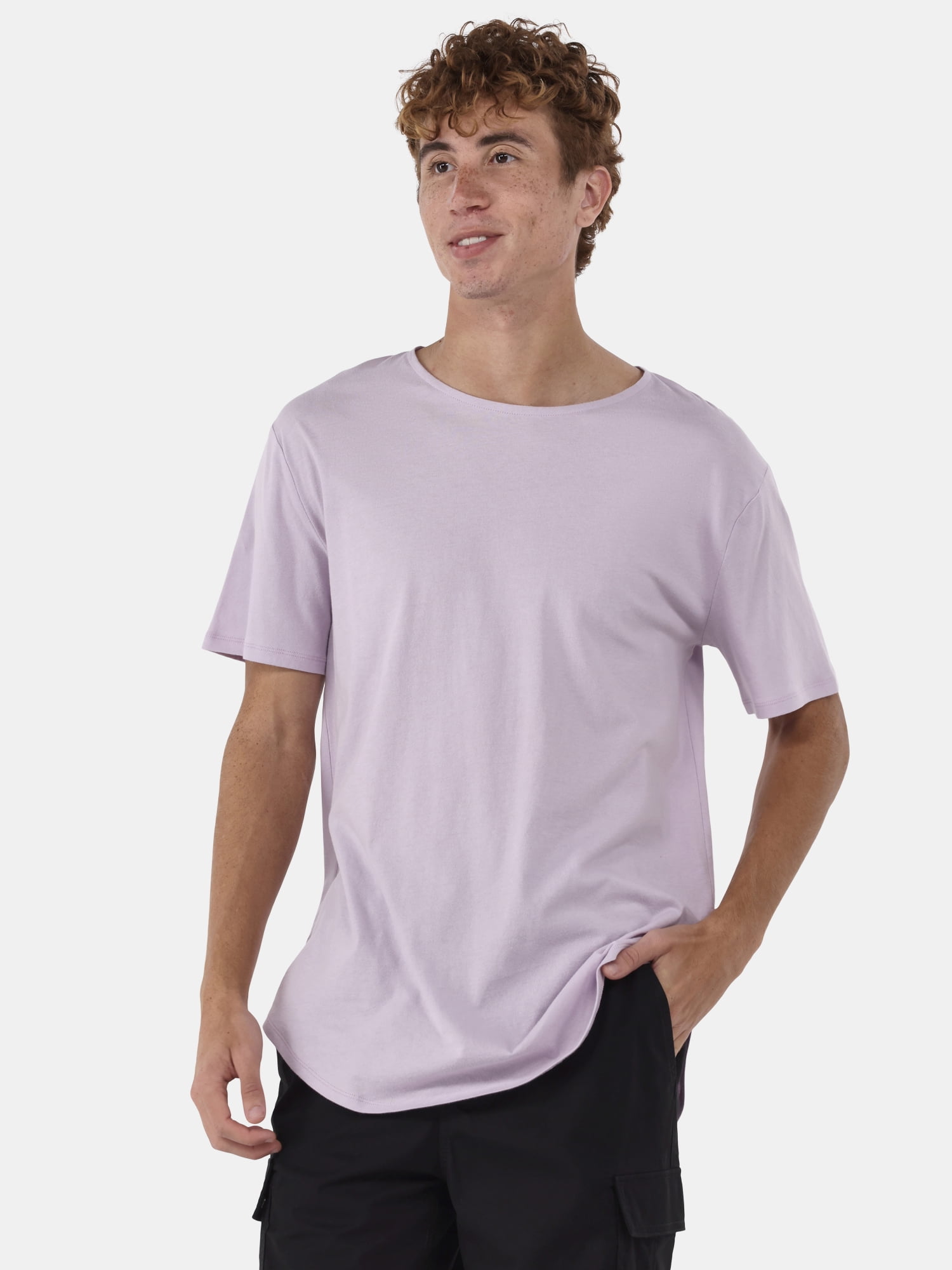No Boundaries Men's & Big Men's Longline Curved Hem Elongated Tee Shirt, 2-Pack, Sizes XS-5XL