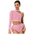 thumbnail image 3 of Zaldita Women's Sparkly Rhinestone Lyrical Ballet Tops Asymmetrical Shoulder Modern Contemporary Dancewear Pink XXL, 3 of 5