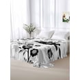 thumbnail image 6 of Full Flat Sheet 81"x96", Vintage Flowers Soft Lightweight Bedding Flat Sheets Only, Black White Farmhouse Floral Plants Brushed Microfiber Top Bed Sheet, Breathable StainResistant Bedsheets, 6 of 9