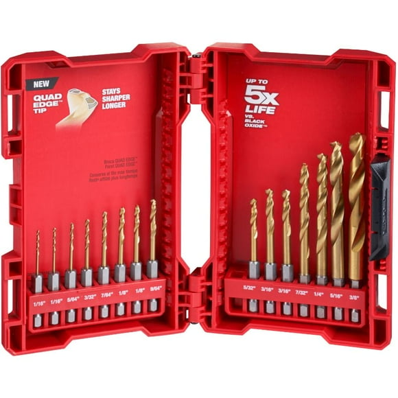 Shockwave Red Helix Titanium Drill Bit Set - 15 Piece