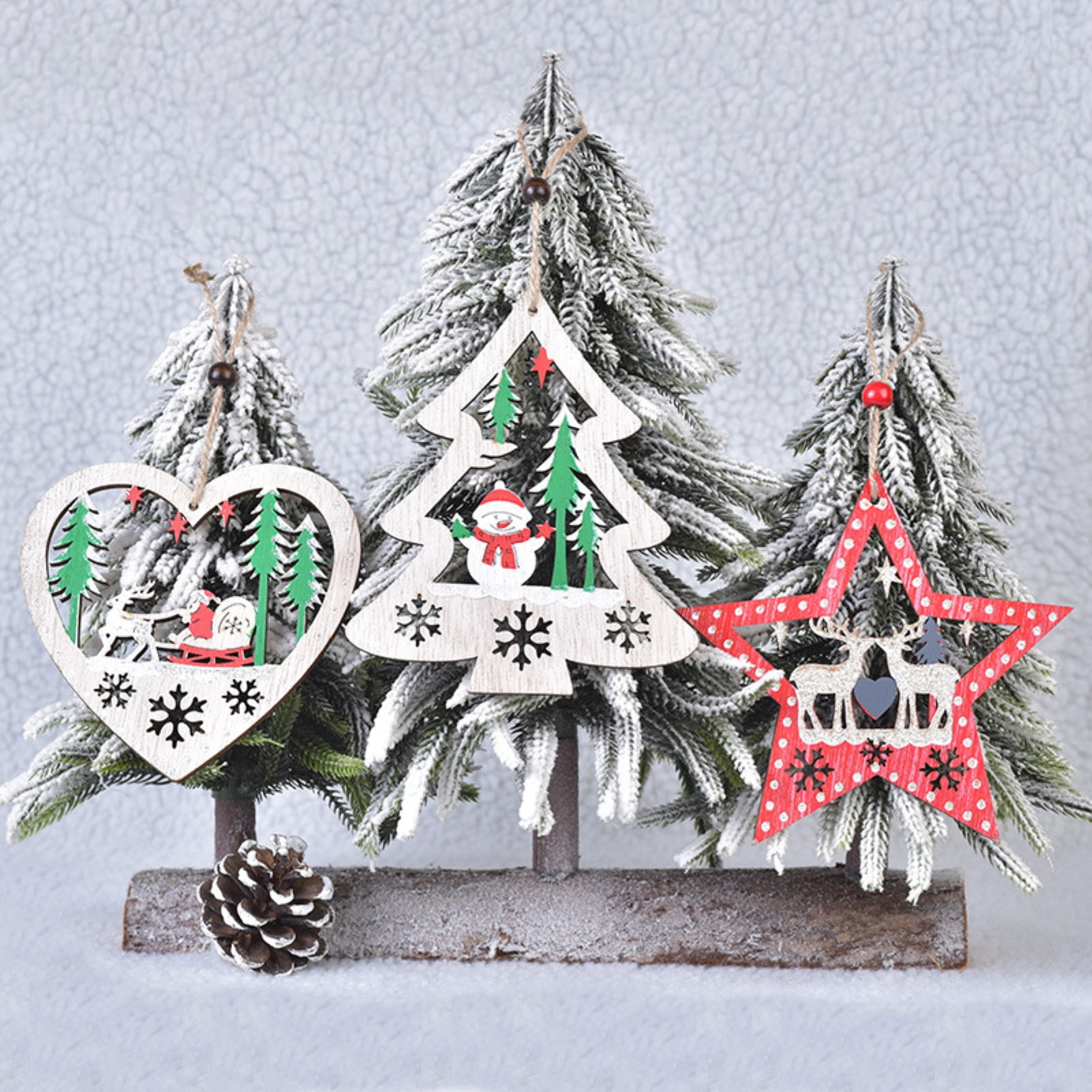 Wooden MDF Heart Craft Shape Wedding Christmas Tree Decoration Art Xmas Ornament 