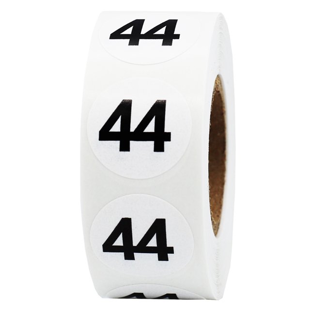 Circle Dot Number 44 Stickers | 0.75" Inch Round | 500 Pack
