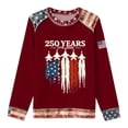 thumbnail image 4 of Women's 4th of July Graphic Hoodless Sweatshirt Patriotic Independence Day Letter Print Style Casual Crewneck Sweatshirt Fall Winter Fashion Top Red L, 4 of 4