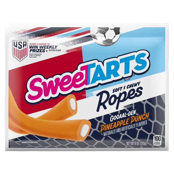 SweeTARTS Ropes, Pineapple Punch Summer Candy, Soft and Chewy, 9 oz