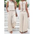 thumbnail image 2 of Women'S 2 Piece Outfits Vest Crew Neck Sleeveless Casual Sets Wide Leg Pants Suits  XXL, 2 of 8