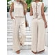 thumbnail image 4 of Conjuntos de 2 Piezas para Mujer, Chaleco, Cuello Redondo, Sin Mangas, Conjuntos Casuales, Pantalones de Pierna , Trajes. Albaricoque XXL, 4 of 9