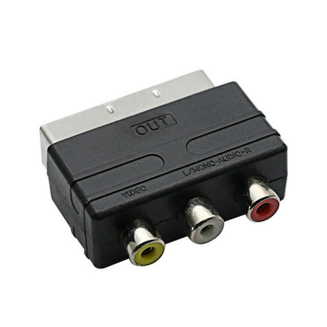Scart To 3 Rca Phono Adapter Converter Av Tv Audio For Video Dvd Television
