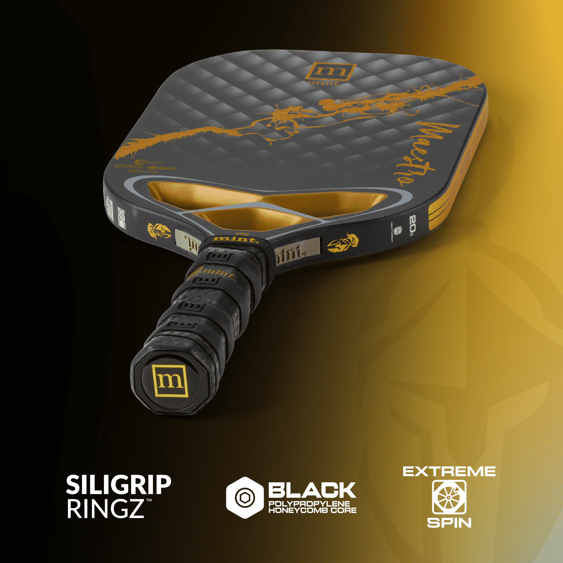 Mint Sport Maestro Pickleball Paddle, Titanium Carbon Fiber Hybrid Face, 20mm Polypropylene Core, Thermoformed Edgeless Design, USAPA Approved