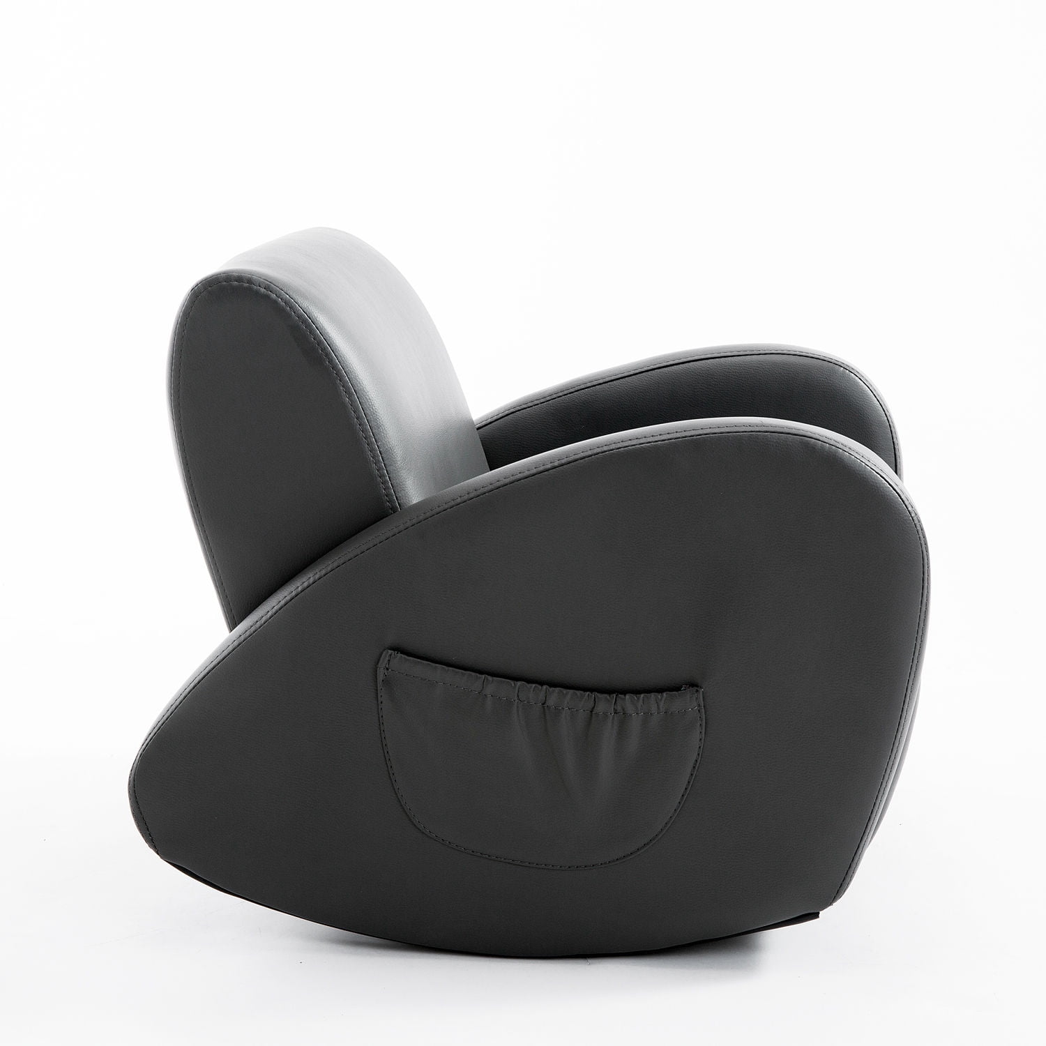 Qaba 20" Kids Sofa Side Pocket Armchair Rocking Recliner PU Furniture, Gray