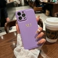 thumbnail image 1 of Personalized Customized Initials Name Letters Leather Case For iPhone 16 15 14 13 12 11 Pro Max 16 Plus Luxury Shockproof Cover Purple for iphone14ProMax(6.7"), 1 of 6