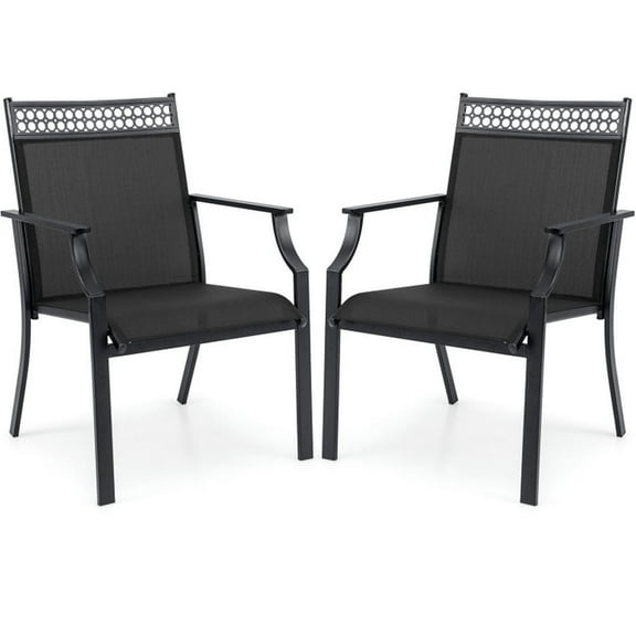 Yardi Yard Patio Chairs Set of 2 with All Weather Breathable Fabric, Patio Chair for Garden, Yard, Black