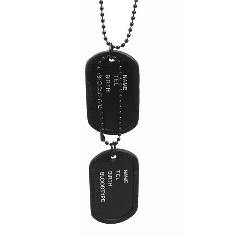 Walbest Hip Hop Military Army Style Metal Black 2 Dog Tags Pendant Sweater Chain  Necklace Men's Jewelry, Tag with Personalized ID 