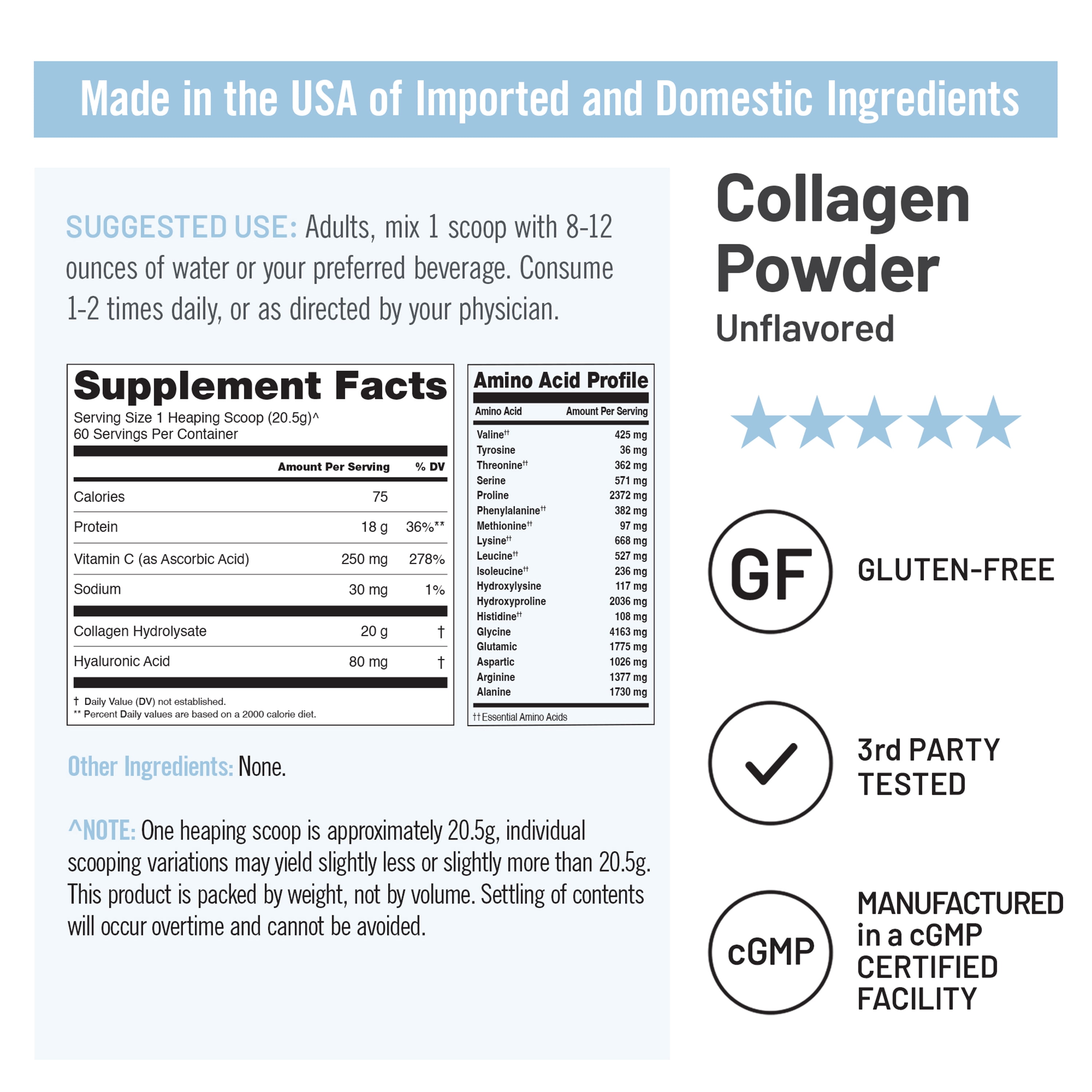 NatureWise Collagen Peptides Powder + Hyaluronic Acid & Vitamin C - Non-GMO - 60 Servings