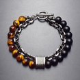 thumbnail image 2 of LinYooLi Cuff Bracelet for Men Natural Stones Frosted Beads Chain Personality Trendy Daily Accessory Gift for Father Boyfriend Son, 2 of 7