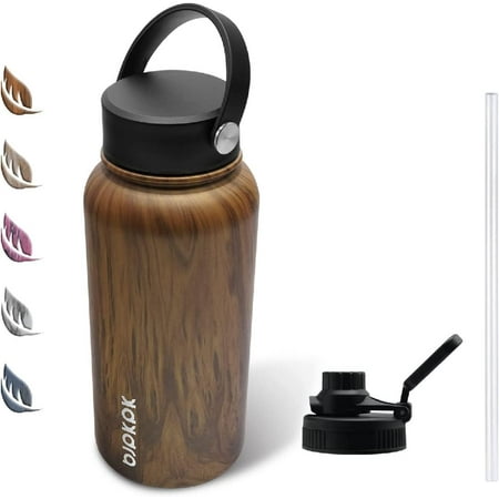 

Insulated Sports Water Bottle with Straw(27oz--64oz) Stainless Steel Water Bottles Keep Cold for 24h & Hot for 12h Half Gallon Water Bottles Great for Hiking and Camping