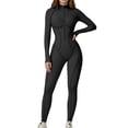 thumbnail image 2 of FNFYFH Women Long Sleeve Workout Jumpsuit Zip Up Romper Bottom Pants Bodysuit Bodycon One Piece Jumpsuits, 2 of 10