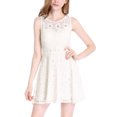 thumbnail image 3 of Allegra K Women's Sleeveless Semi Sheer Yoke Floral Lace Mini Flare Dress, 3 of 7