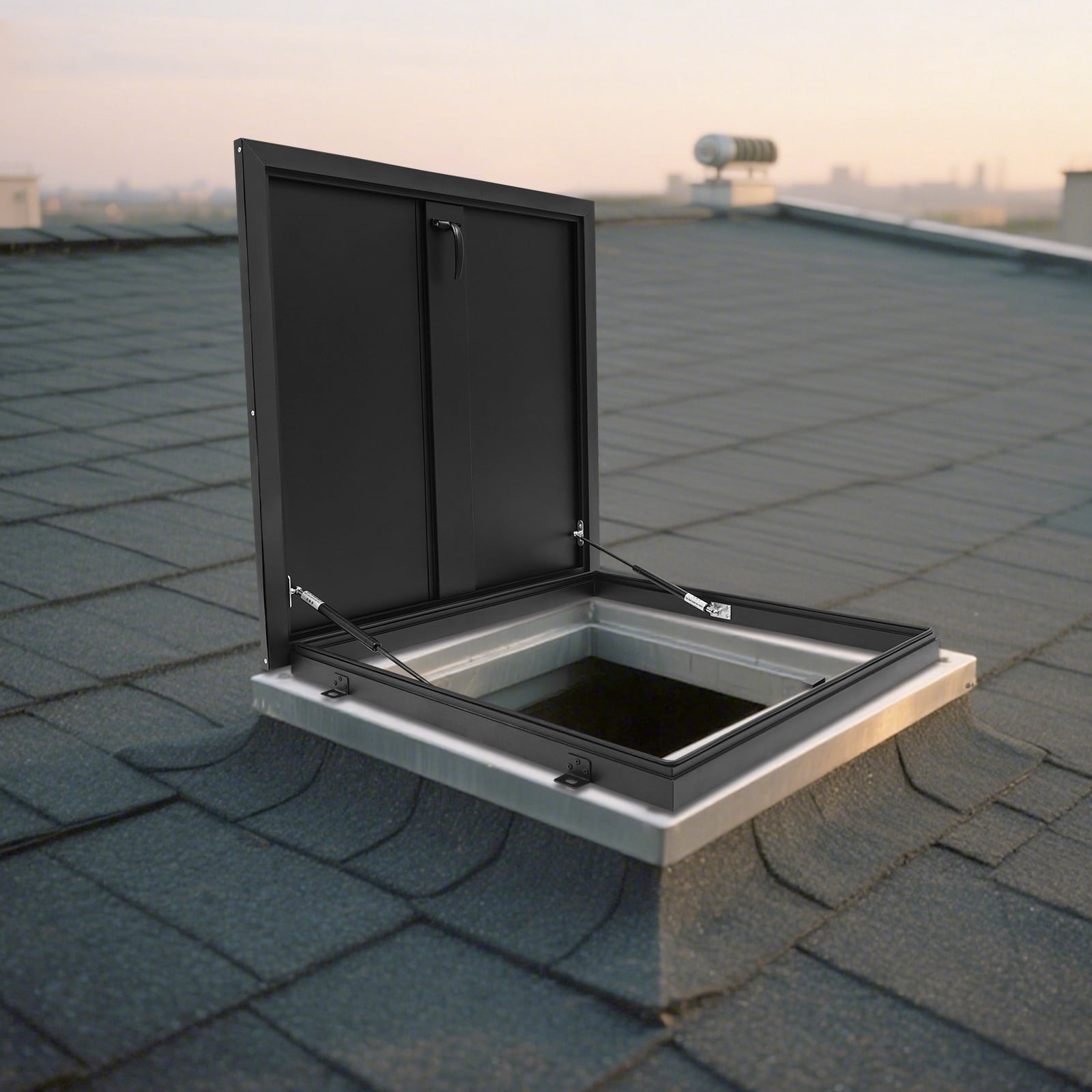Durable Roof Hatch, 75x75cm High-Temp Baked Paint, Rounded Edges & Quiet Closing, Suitable for Office Buildings/Retail Stores