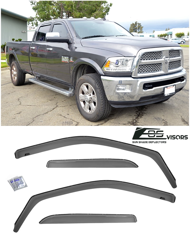 Out Channel Visors Wind Deflector Smoke Tinted Dodge Ram 1500 Crew Cab 09-16 2pc 