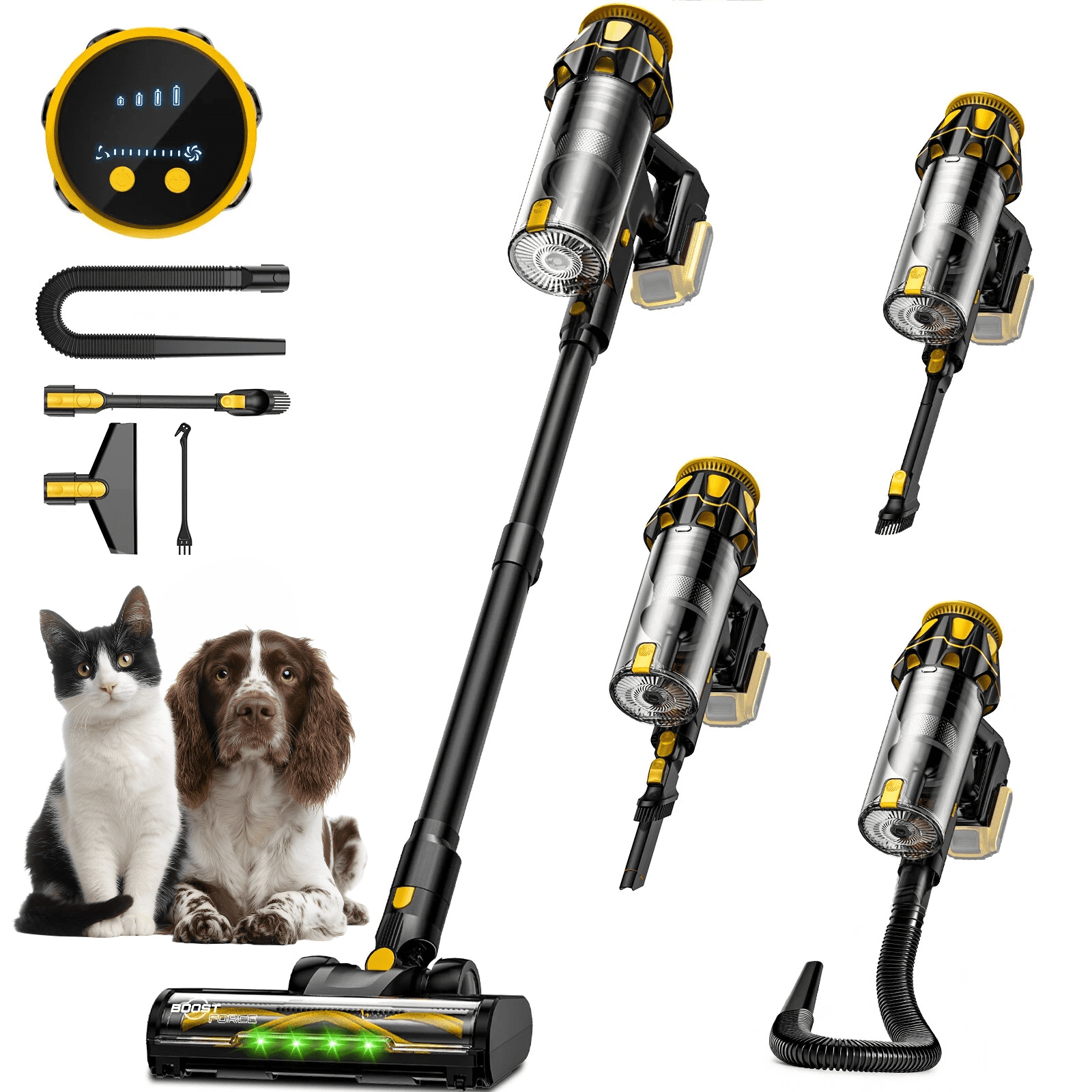 Cordless Vacuum Cleaner for DeWalt 20V Battery, 45KPA 400W Vacuum Cleaners for Home, Self-Standing Stick Vac w/LED Display, for Carpet, Floor, Car(Battery Not Included)