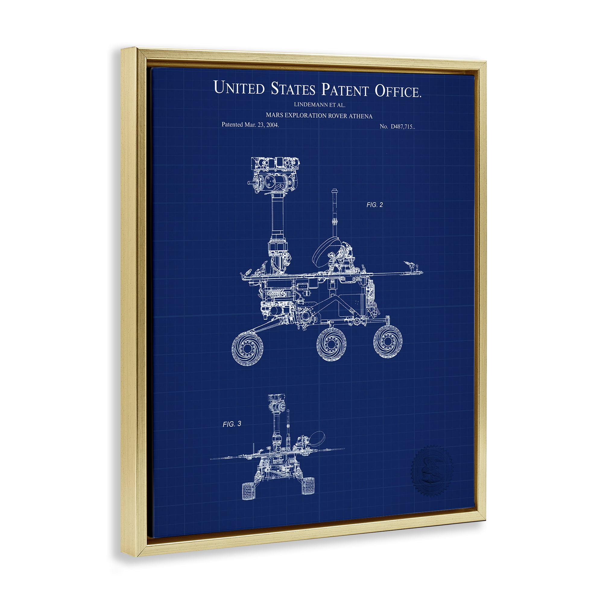 Stupell Industries Mars Exploration Blueprint Transportation Painting Gold Floater Framed Art Print Wall Art, 25 x 31
