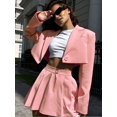 thumbnail image 3 of Conjunto de dos piezas de falda rosa, Blazer corto, chaqueta con cuello vuelto Y2K, minifalda de línea Ultra A, novedad, 3 of 5