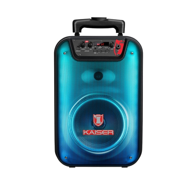 Bocina Bluetooth Kaiser KSW-3508 8 pulgadas 20 W RMS más Micrófono Alámbrico Luz LED