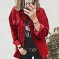 thumbnail image 2 of Juebong Womens Fashion Corduroy Shackets Button Down Jackets Tops Fall Trendy Long Sleeve Retro Utility Coat Outwear with Pockets Red,M, 2 of 8