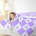 thumbnail image 4 of Manfei Kawaii Floral Blossom Bedding Comforter Set,Geometric Plaid Grid Twin Comforter Sets,White Purple Bedding Set For Gitsl Kids,Super Cozy Room Decor Reversible,2-Piece, 4 of 8