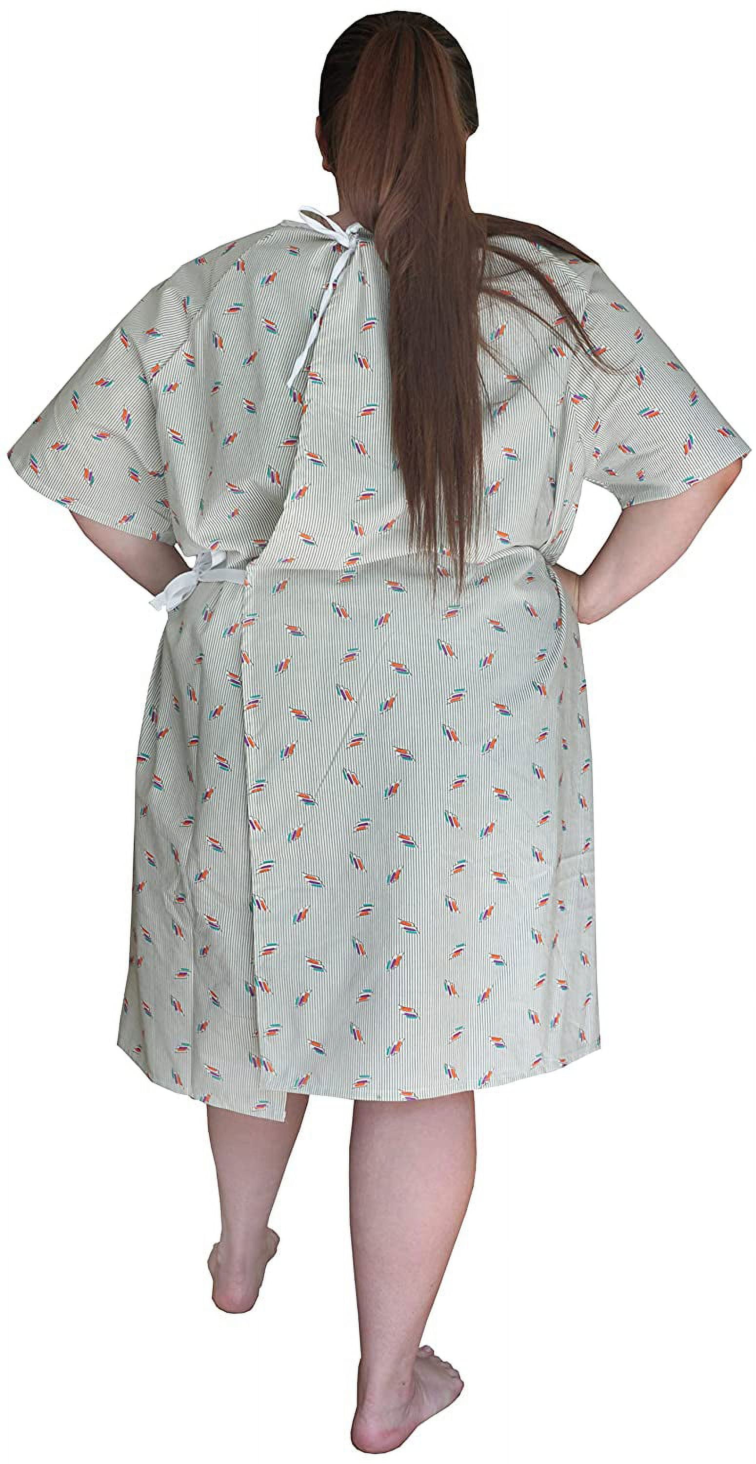 3 Pack - Deluxe Demure Print Hospital Gown / Hospital Patient Gown w/ Back  Ties White - Walmart.com