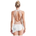 thumbnail image 2 of inlzdz Femmes Strass Franges Col Montant Sans Manches Justaucorps à Franges Robe Latin Tango Salsa Jazz Blanc TP, 2 of 6