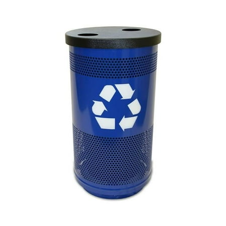 

Recycle Unit with Hood Top Recycle Lid with 2 Hole Openings & Plastic Liner Blue