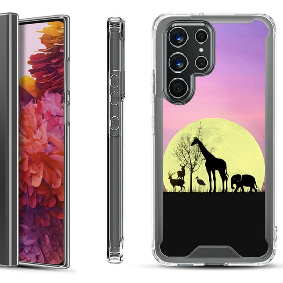 Shockproof Bumper Phone Case for Samsung Galaxy S22 Ultra 5G, by OneToughShield ® - Moonlight Safari