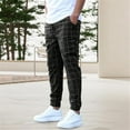 thumbnail image 3 of Aellinatey Men Plaids Printed Straight Pants Stretch Trousers Office Working Party Pants, 3 of 15