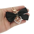 thumbnail image 4 of Unique Bargains 1 Pc Handbag Charms Keychains Faux Pearl Heart Bow Bag Accessories Black, 4 of 5