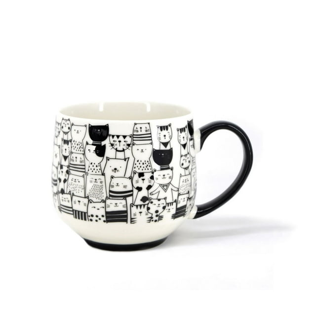 Ma Maison Black & White Cat Mug, 500 ml