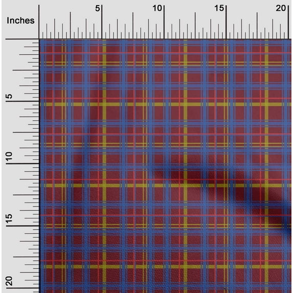 oneOone Polyester Lycra Red Fabric Madras Check Sewing Material Print Fabric By The Yard 56 Inch Wide