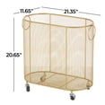 thumbnail image 3 of DecMode Gold Metal Oval Mesh Wire Rolling Laundry Storage Cart with Ring Handles, 3 of 13