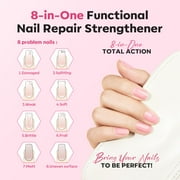 modelones Nail Strengthener, 8-in-One Nail Ridge Filler Base Coat Nail Polish Repair Nail Growth Treatment for Thin and Damaged Nails, Jelly Pink, 15ml