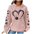 thumbnail image 2 of Qulqfy Heart Tops for Women 2026 Waffle Knit Graphic Hooded Pink Shirts Fall Spring Long Sleeve Shirts Women's Holiday Tops S, 2 of 4