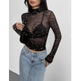 thumbnail image 3 of Zeagoo Mesh Sheer Tops for Women Long Sleeve Layering Tops Slim Fitted Sexy Shirts, 3 of 5