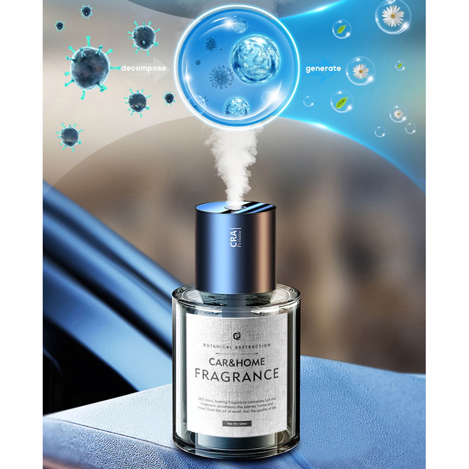 SNGMN Car Air Freshener Diffuser - Car Mounted High-end Intelligent Spray Car Humidifier, 160ml Capacity, 3 Speeds, Timer Function, for Car and Home